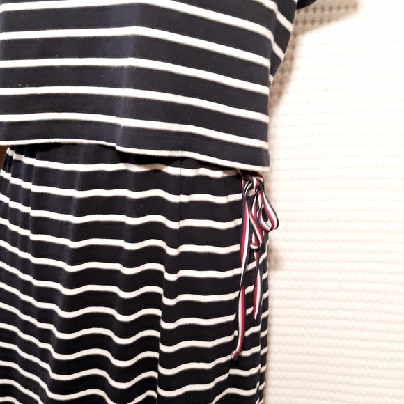 Y2K Tommy Hilfiger Navy Stripe Short Sleeve T-Shirt Dress Size Small - Picture 10 of 13
